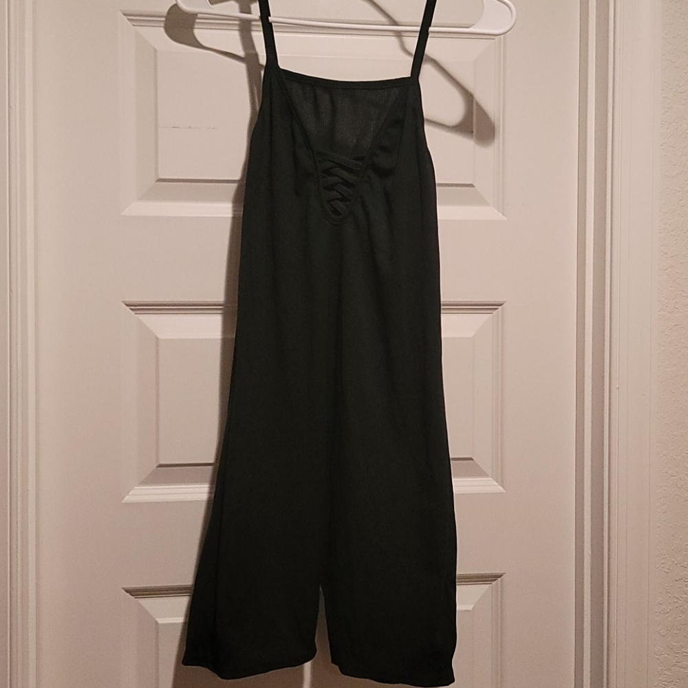 Black spaghetti strip romper